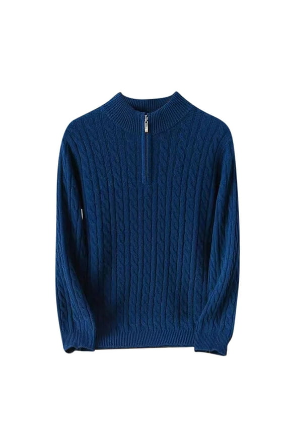 Sweaters for Men Coat Shawl Collar Zipper Long Sleeve Fall Winter Thermal Cable Knitted Twisted Sweaters Shirt