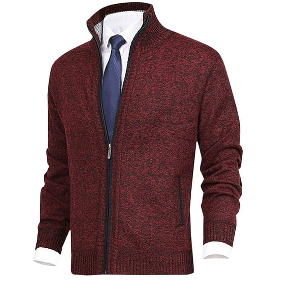 Awdenio Sweaters for Men Jackets Shawl Collar Zipper Cardigan Solid Color Long Sleeve Slim Fit Cable Knit Outwear Sweaters with Pockets