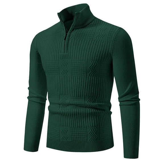 Awdenio Sweaters for Men Quarter Zip Cable Knit Mock Neck Sweater Soft Casual Pullover Sweater with Ribbing Edge