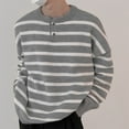 thumbnail image 1 of Awdenio Sweaters for Men Slim Fit Basic Stripe Knitted Lightweight Turtleneck Pullover Button Thermal Fall Winter Sweater, 1 of 9