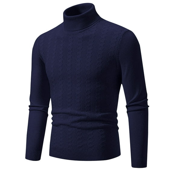 Awdenio Sweaters for Men Slim Fit Quilted Turtleneck Sweater Casual Cable Knit Pullover Thermal Fall Winter Sweaters