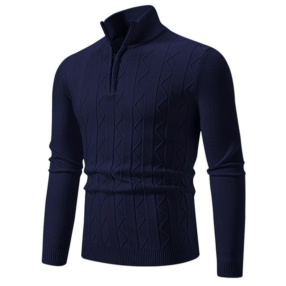 Awdenio Sweaters for Men Stand Collar Pullover Sweater Cable Knitted Chunky Winter Fashion Buttons Twisted Thermal Sweaters