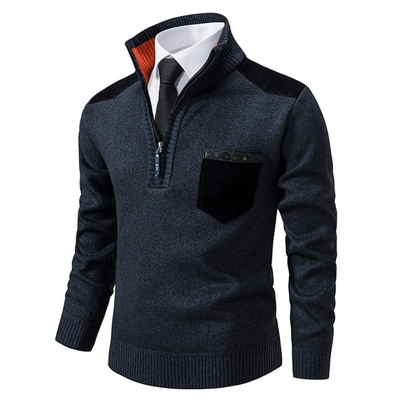 Awdenio Sweaters for Men Zipper up Slim Fit Casual Long Sleeve Knitted Stand Collar Loose Pockets Cardigan Sweaters Basic Shirt Top