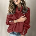 thumbnail image 1 of Awdenio Sweaters for Women Deals And Winter Women's Casual Turtleneck Pullover Blouse Knitting Long Sleeve Solid Tops Sweaters, 1 of 8