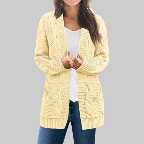 Awdenio Sweaters for Women Oversized Soft Coarse Knit Cardigan Sweater with PocketsLoose Knitwear