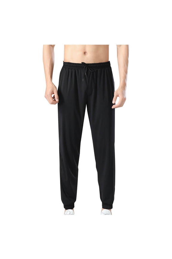 Sweatpants Pants for Men Quick Drying High Elasticity Athletic Drawstring Nylon Ice Silk Sports Outdoor Joggers for Men Running, Workout,Size M