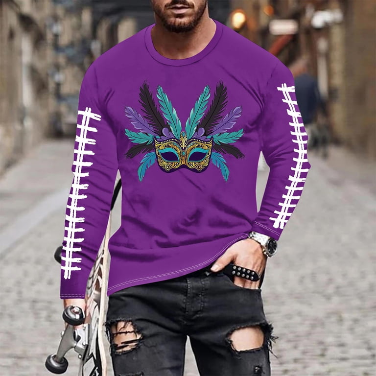 Awdenio Sweatshirts for Men Fashion Mardi Gras Shirt Novelty