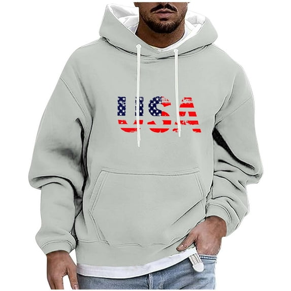 Awdenio Sweatshirts for Men USA Flag American Patriotic Long Sleeve Pocket Pullover Sweatshirts