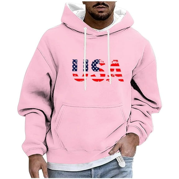Awdenio Sweatshirts for Men USA Flag American Patriotic Long Sleeve Pocket Pullover Sweatshirts