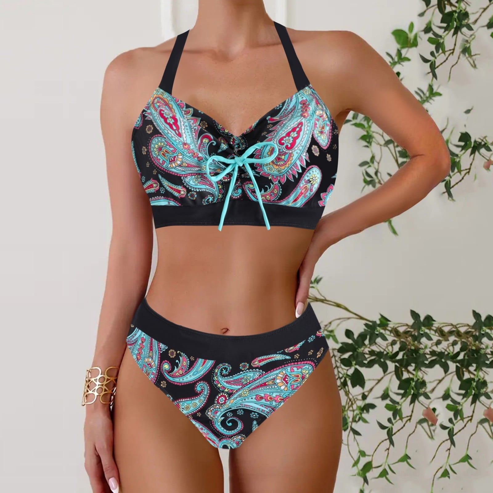 Awdenio Swim Suits Women High Waisted Two Piece Swimsuit Padded Knot ...