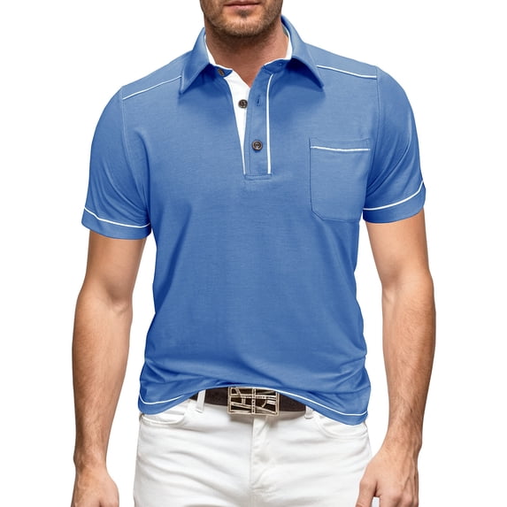 Awdenio T Shirts for Man Casual Shirts Classic Short Sleeve Basic Golf Button Shirt with Pocket