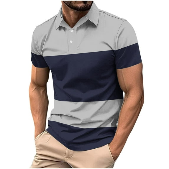 Awdenio T Shirts for Man Long Sleeve Striped Casual Collared Pique Golf Shirts for Mens