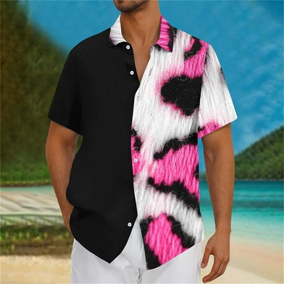 Awdenio T Shirts for Man Short Sleeve Shirts Casual Novelty Printed Vintage Bowling Shirt Cuba Beach Summer Shirts Button Up Shirt