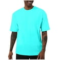 thumbnail image 1 of Awdenio T Shirts for Man Solid Color Casual Loose Short Sleeve Vintage Washed Basic Loose Tees, 1 of 5