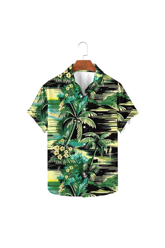 T Shirts for Man Summer Beach Casual Short Sleeve Button Down Shirts Printed Tropical Vacation Shirts
