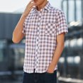 thumbnail image 1 of Awdenio T Shirts for Men Plaid Short Sleeve Button Down Shirts Cotton Regular Fit Casual Gingham Shirts, 1 of 6
