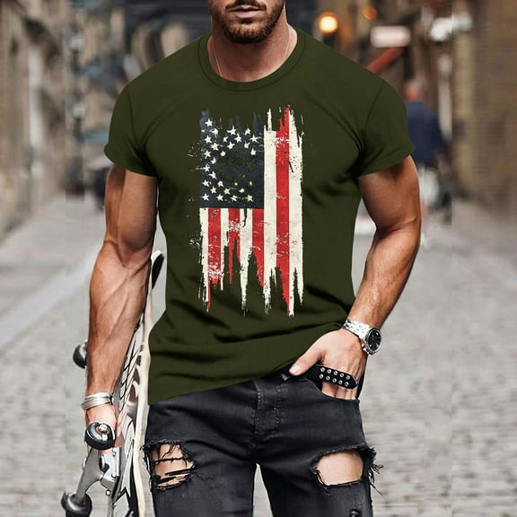 Awdenio T shirts for Man American Flag Shirts Men: 4th of July Patriotic T-Shirt USA Print Independence Day Tee Casual Tops