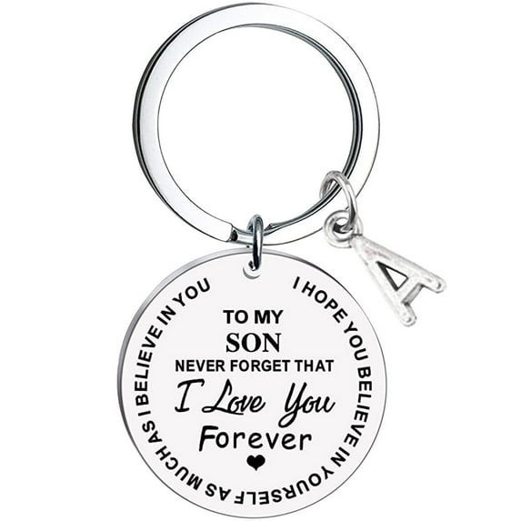 Awdenio To My Son Message Keychain Stainless Steel Initial Last Name 26 Letter Family Inspirational Keychain Gift On