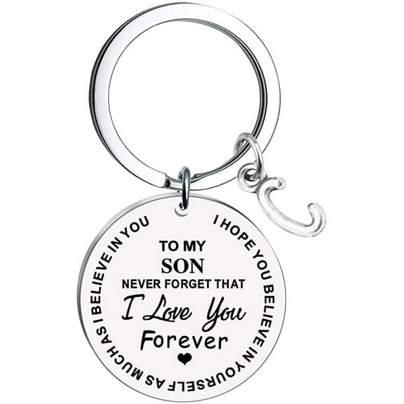 Awdenio To My Son Message Keychain Stainless Steel Initial Last Name 26 Letter Family Inspirational Keychain Gift