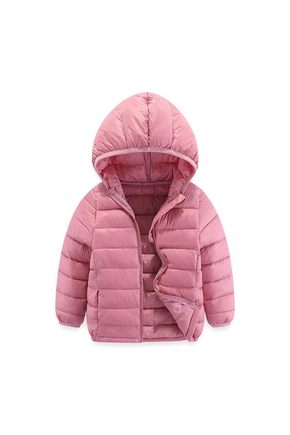 Toddler Boys Girls Fashion Jacket Cartoon Zip Hooded Windproof Lightweight Down Jacket