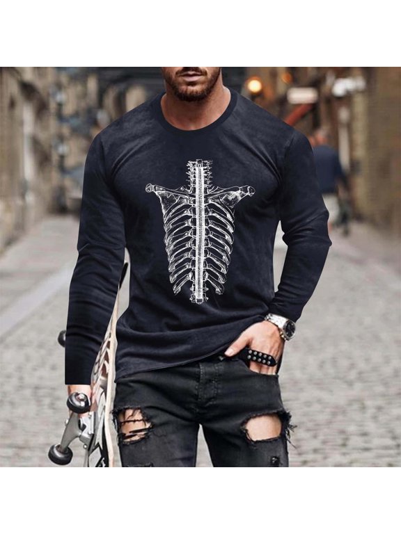Tshirts Shirts for Men Casual Funny Skeleton Rib Cage Graphic Mens T Shirt
