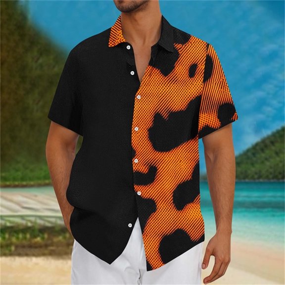 Awdenio Tshirts Shirts for Men Short Sleeve Shirts Casual Novelty Printed Vintage Bowling Shirt Cuba Beach Summer Shirts Button Up Shirt