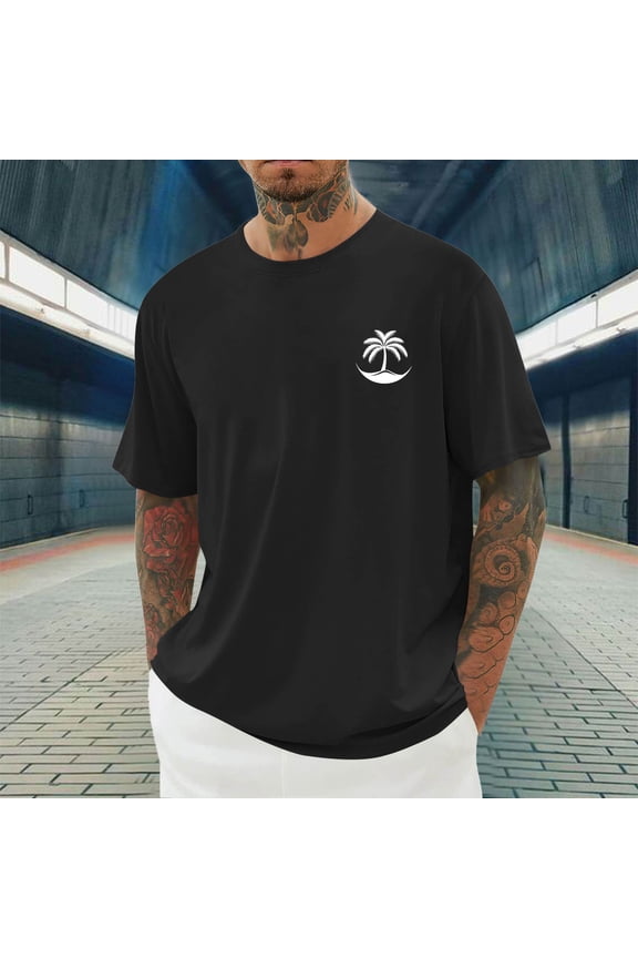 Tshirts Shirts for Men Short Sleeve Shirts Oversized Cotton Vintage Washed T-Shirt Palm Tree Graphic Tees Summer Casual Tops