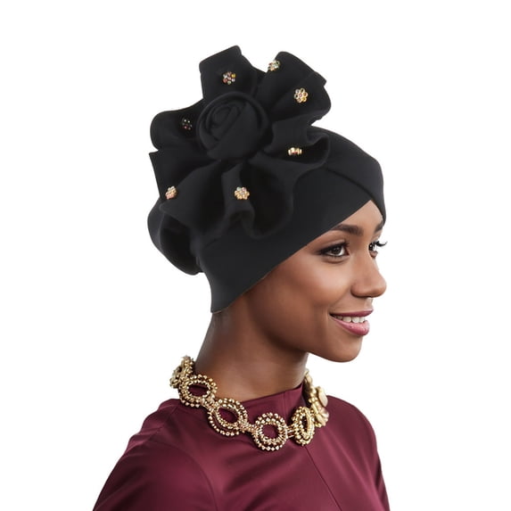 Awdenio Turban African Pattern Headwrap Colorful Printed Pretied Flower Knot Bonnet Hat for Women Girls