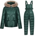 thumbnail image 1 of Awdenio Two Piece Winter Outfits For Women 2023 Woman Winter Outdoor Snow Sports Jumpsuit Collar Coat Fashion Windproof Hooded Snowsuit, 1 of 4