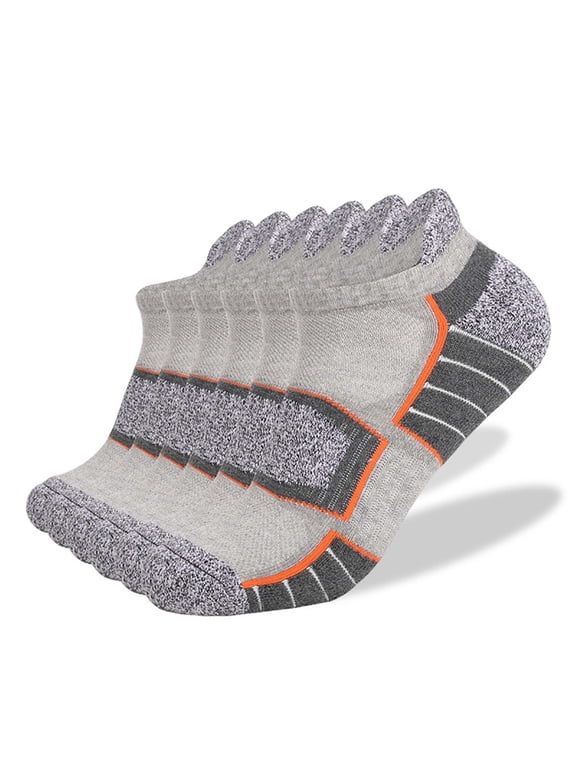 Awdenio Unisex Ankle Cotton Socks Athletic Cushioned Breathable Low Cut Tab with Arch Support - 6 Pairs