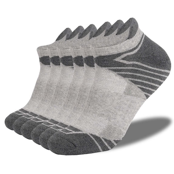 Awdenio Unisex Ankle Cotton Socks Athletic Cushioned Breathable Low Cut Tab with Arch Support - 6 Pairs