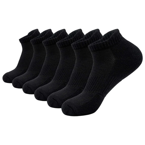 Awdenio Unisex Ankle Cotton Socks Athletic Cushioned Breathable Low Cut Tab with Arch Support - 6 Pairs