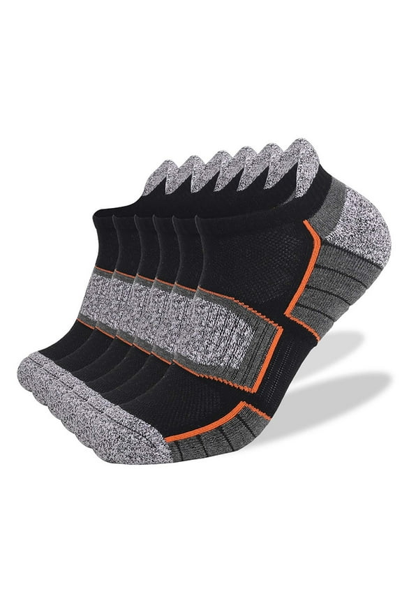 Awdenio Unisex Ankle Cotton Socks Athletic Cushioned Breathable Low Cut Tab with Arch Support - 6 Pairs