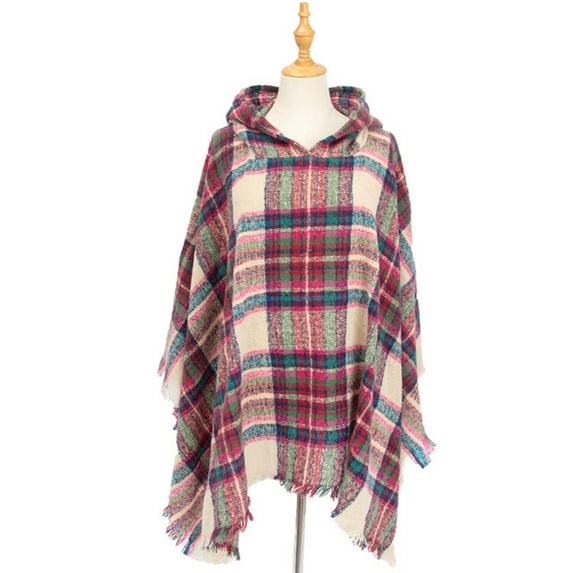 Awdenio Valentine's Day Gift Scarfs for Women Lightweight Scarf Shawl, Womens Warm Long Shawl Wraps Large Scarves Knit Hooded Cloak Tassel Plaid Scarf