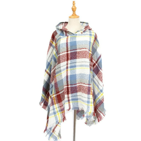 Awdenio Valentine's Day Gift Women's Cold Weather Scarves & Wraps, Womens Warm Long Shawl Wraps Large Scarves Knit Hooded Cloak Tassel Plaid Scarf