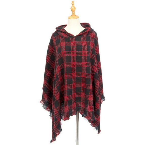 Awdenio Valentine's Day Gift Womens Warm Scarf Winter, Womens Warm Long Shawl Wraps Large Scarves Knit Hooded Cloak Tassel Plaid Scarf On