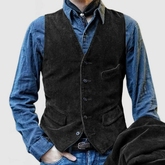 Awdenio Vest for Men Slim Fit Herringbone Tweed Suits Vest Premium Wool Blend Waistcoat