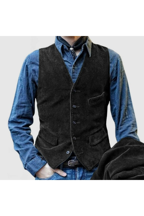 Vest for Men Slim Fit Herringbone Tweed Suits Vest Premium Wool Blend Waistcoat