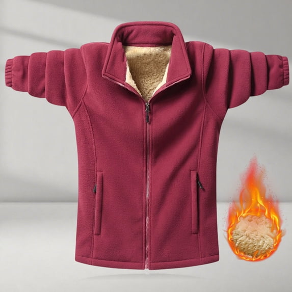 Awdenio Winter Coats for Men Full Zip Sweater Fleece Jacket,Sherpa Lined Windproof Jacket with Zip Pocket