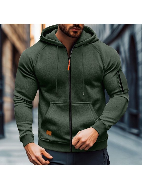 Winter Coats for Men Military Zipper Pullover Cargo Hoodie Jacket Fleece Hooded Sweatshirt with Pockets