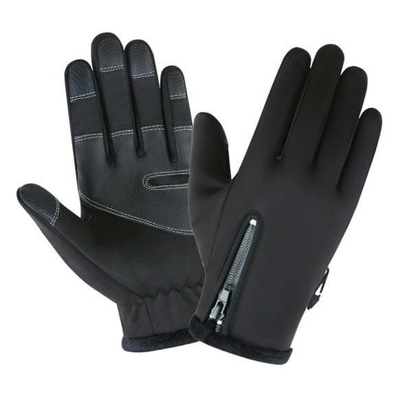 Awdenio Winter Gloves for Men Women, Warm fleece windproof antiskid outdoor sports zipper gloves