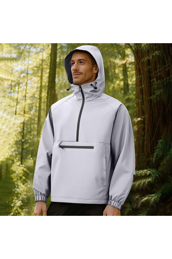 Winter Jackets for Men Lightweight Quarter Zip Pullover Windbreaker Hiking Running Wind Breaker Jackets with Pocket