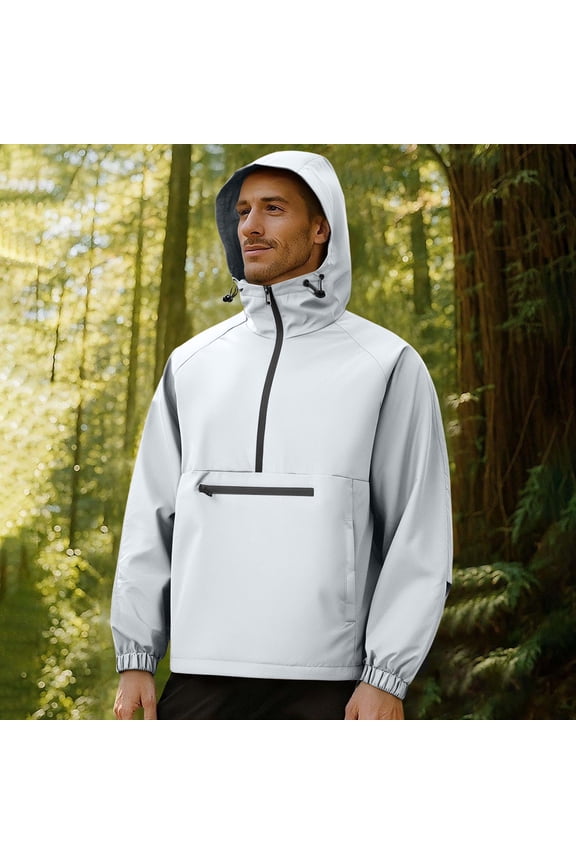 Winter Jackets for Men Lightweight Quarter Zip Pullover Windbreaker Hiking Running Wind Breaker Jackets with Pocket