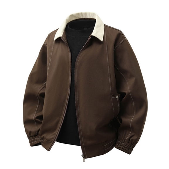 Awdenio Winter Jackets for Men Oversized Leather Jackets Sleeve Zip Up Motorcycle Coats with Pockets