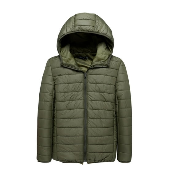 KIHOUT Winter Warm Coats Men Solid Casual Thicken Hooded Zipper Youthful Vitality Cotton-padded Jacket,Size M-5XL