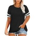 thumbnail image 1 of Awdenio Woemns Lounge Graphic Tees Tops Ladies Plus-Size Tops For Ladies Summer Round Neck T Shirts Color Block Raglan Tees, Size XL-4XL, 1 of 4