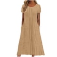 thumbnail image 1 of Awdenio Women Summer Maxi Dress Casual Comfy Cotton Beach Dress Loose Crew Neck Half Sleeve Sundress with Pockets, 1 of 7