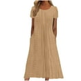 thumbnail image 1 of Awdenio Women Summer Maxi Dress Casual Comfy Cotton Beach Dress Loose Crew Neck Half Sleeve Sundress with Pockets, 1 of 6
