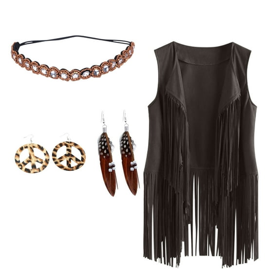 Awdenio Women's Activewear Tank Tops, Headpiece Headband Earrings Suede Earrings Cosplay Hippie Women's Girls' Tassel Fringe Cosplay Costume Performance Party / Evening Masquerade Tank Tops