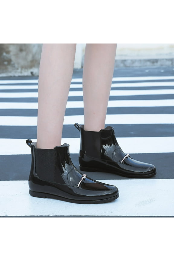 Women's Ankle Boots & Booties , Women Non-slip Rain Shoes Fashion Knot Decoration Plastic Low Heel Mid